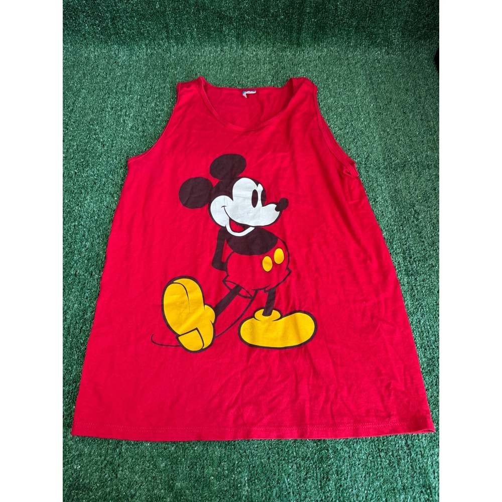 Vintage Disney Character Fashions Mickey Mouse Tank Top Red Mens Large USA Made